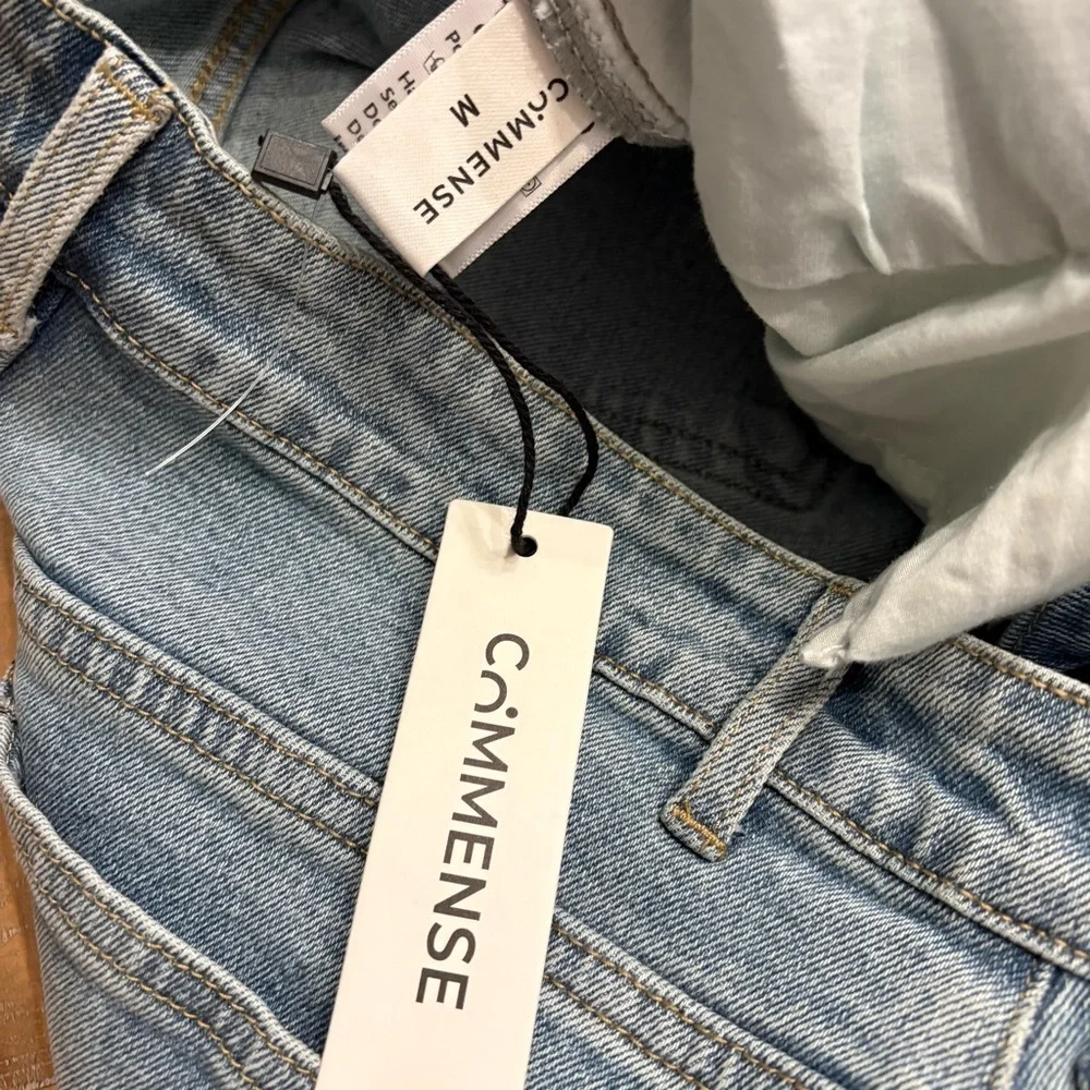 Commence Asymmetric Waist Wide-Leg Jeans Light Wash Size Medium